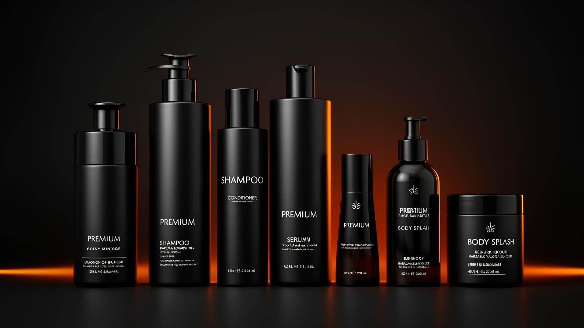Linhas de cosméticos premium em mockups
